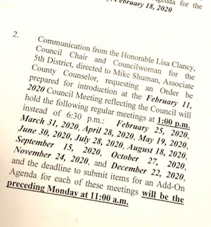 Dates for new Meeting Time of 1pm